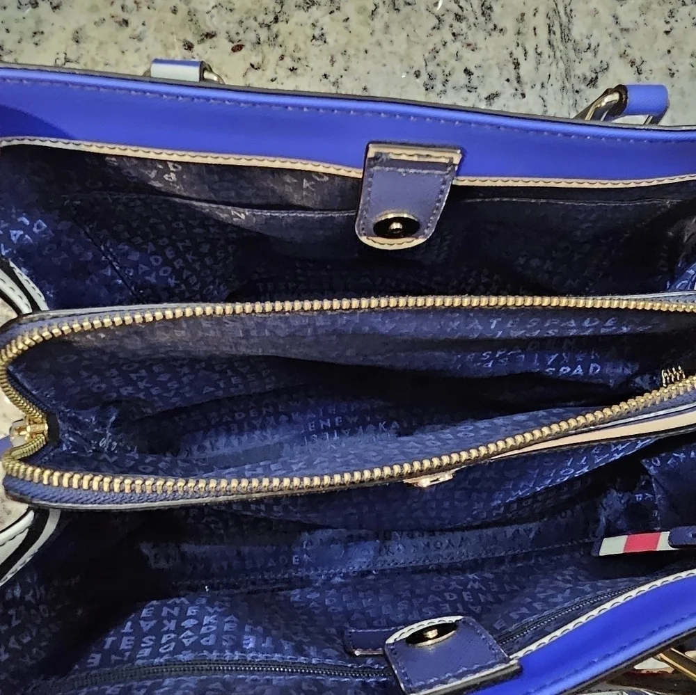 Kate Spade New York Evangelie Laurel Way Striped Satchel Crossbody Red White Blu